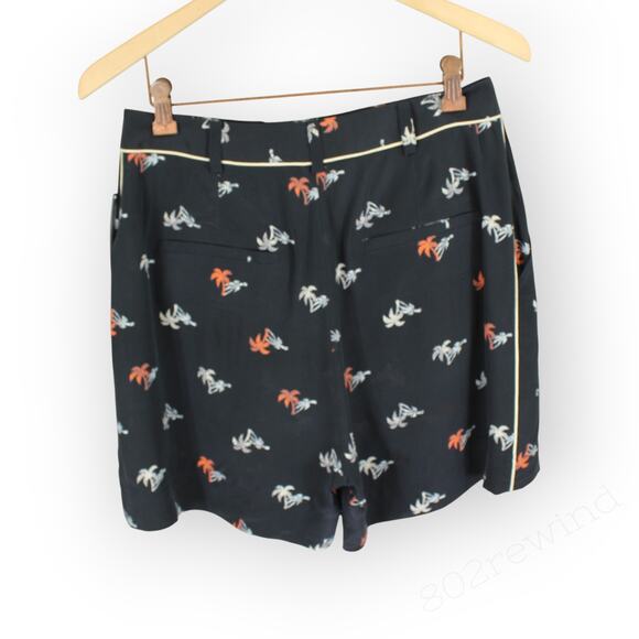 Sz8 NEW Equipment Femme Jaxon Palm Print 100%Silk Shorts Pockets - Picture 3 of 9